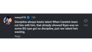 This user attributed Ryan Garcia's alleged lack of discipline as the reason for loosing the match (via/Instagram/akademiks)